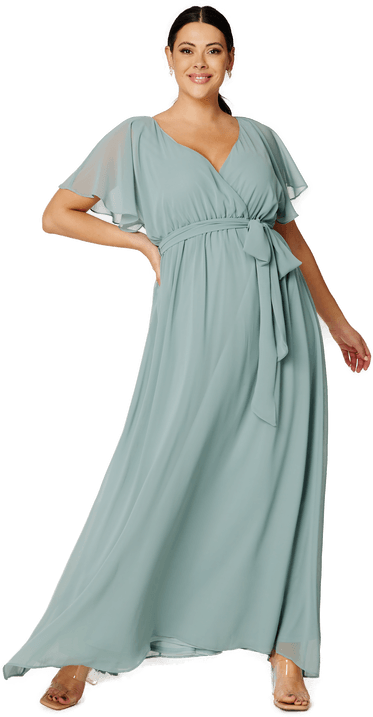 Goddiva Curve Flutter Sleeve Maxi Dress
