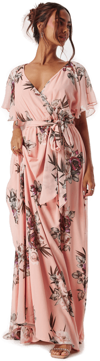 Goddiva Flutter Floral Maxi Dress