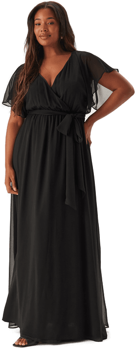 Goddiva Curve Flutter Sleeve Maxi Dress