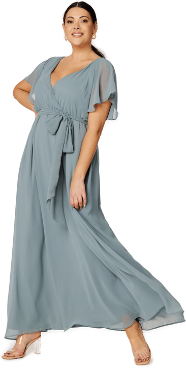 Goddiva Curve Flutter Sleeve Maxi Dress