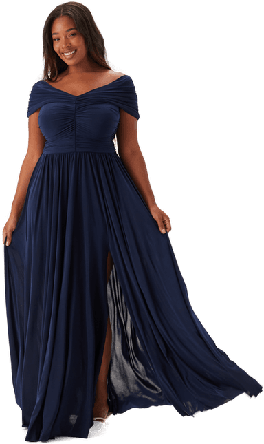 Goddiva Curve Bardot Rouched Maxi