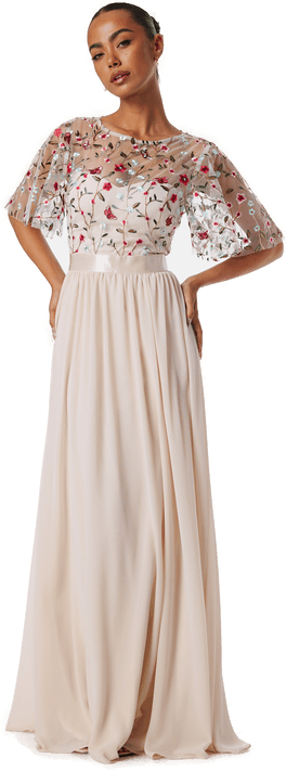 Goddiva Embroidered Bodice Flutter Max