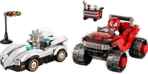 Lego Sonic Silvers bil mot Knuckles' monstertruck 77118