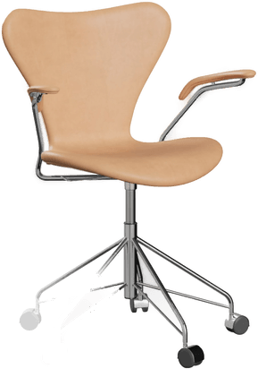 Fritz Hansen 3217 Sjuan Helklädd Läder Beige