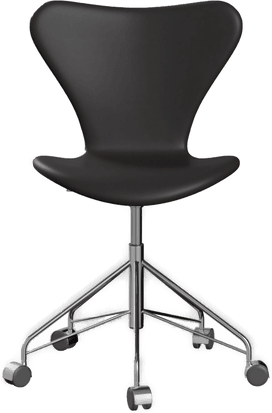 Fritz Hansen 3117 Sjuan Helklädd Läder Soft Black Brown