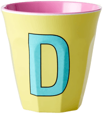 Rice melaminkopp medium bokstav D 30 cl