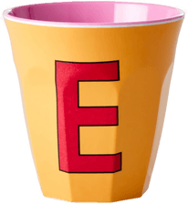Rice melaminkopp medium bokstav E 30 cl Apricot