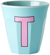 Rice melaminkopp medium bokstav T 30 cl