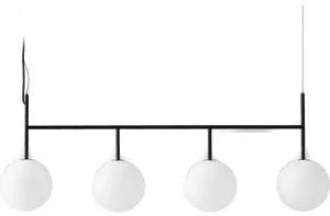 Audo TR Bulb pendellampe, 4-fløyet, svart/opal