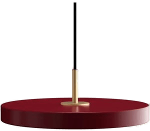 Umage Asteria Mini LED-hengelampe, rubinrød/messing, Ø 31 cm