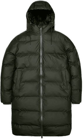 Rains Alta Long Puffer Jacket - Green
