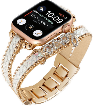 Incover Apple Watch Rem Metall og Skinn - Gull / Hvit