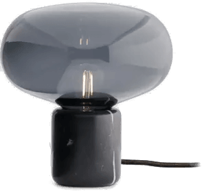 New Works Karl-Johan bordlampe, marmor/røkt glass