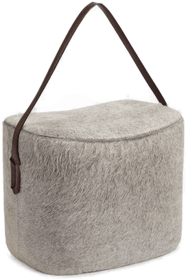 Warm & Comfy Puff Kalveskinn Grå 45x35x38 cm