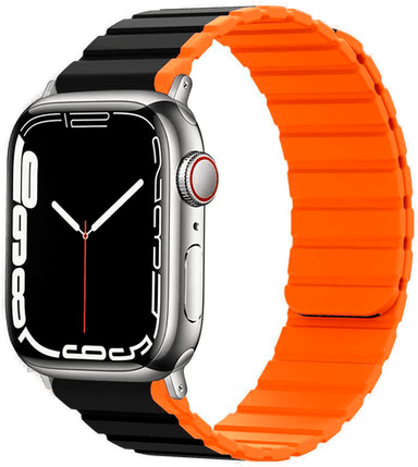 Lippa Magnetisk Silikonreim Apple Watch 38/40/41 Sort/Oransje