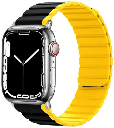 Lippa Apple Watch Magnetisk Silikon Reim - Svart/Gul