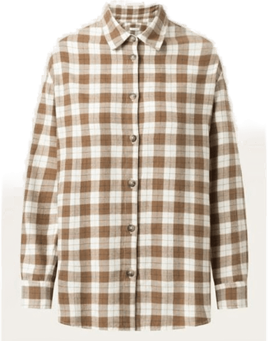 Knowledgecotton Apparel Flannel Boyfriend Shirt Beige Check