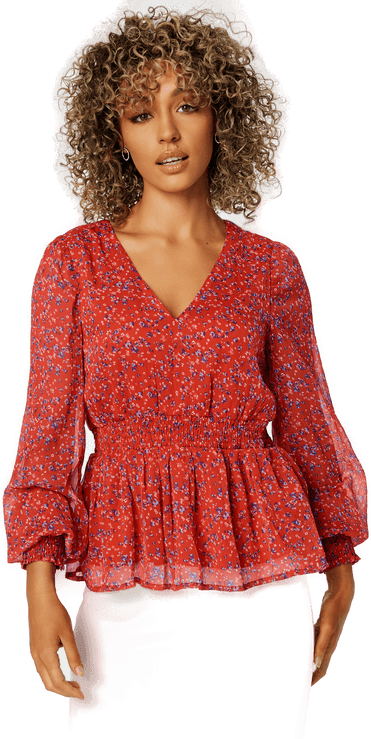 Pieces Mynte LS Peplum Top