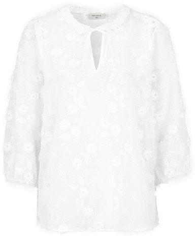 Freequent vevet bluse med broderi