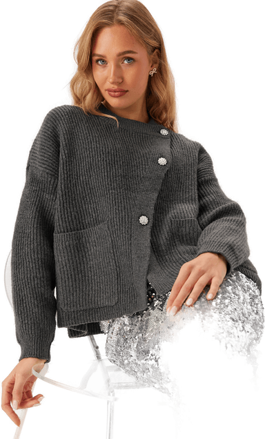 Pieces Pcsiga Ls Overlap Knit Cardigan