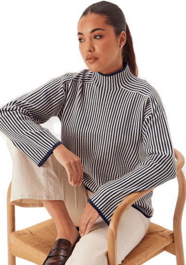 Vero Moda Vmgold Ls Highneck Pinstripe
