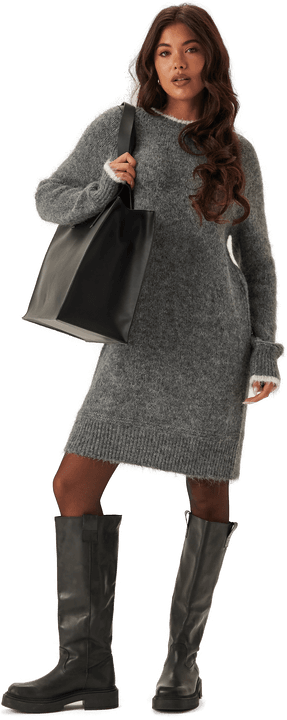 Pieces Pcivy Ls Contrast Knit Dress