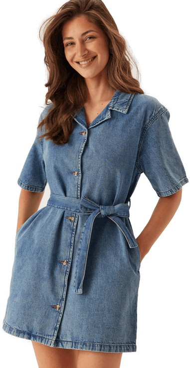 Only Onlellie Ss Mini Belt Dress