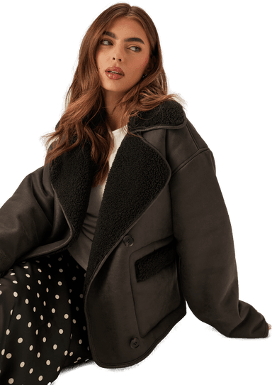 Pieces Pcjuno Coated Teddy Jacket