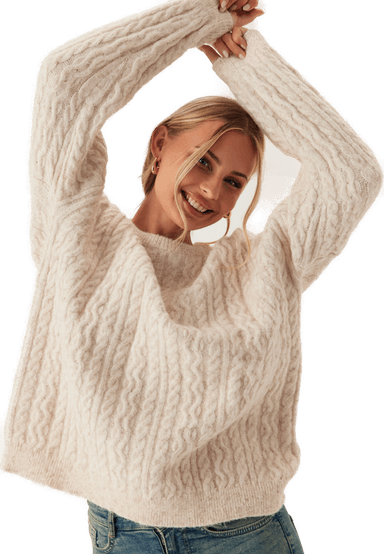 Pieces Pcjisa Ls O-neck Long Cabel Knit