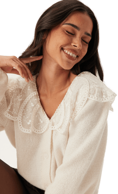 Pieces Pcabby Ls Lace Collar Knit