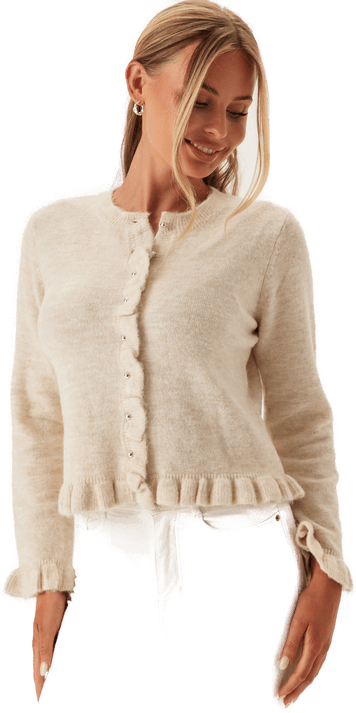 Pieces Pclydia Ls Frill Knit Cardigan