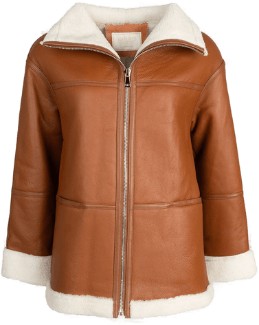 Natures Collection Karina jakke Lær Brun/Hvit