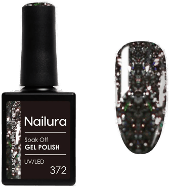 Nailura Gel Polish 372 Black Silver Glitter