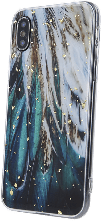 Gold Glam Cover iPhone 15 Feathers