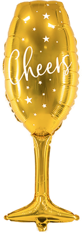 Partydeco Folieballong Sjampanjeglass Gull