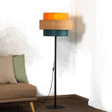 Tk Lighting Trio gulvlampe, jute skjerm