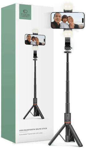 Techprotect L05S Selfie Stick med Stativ og LED-Lys