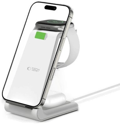 Techprotect QI15W-A36 Trådløs Lader 3-i-1 Hvit