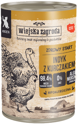 Wiejska Zagroda Cat Kitten kalkun med kylling