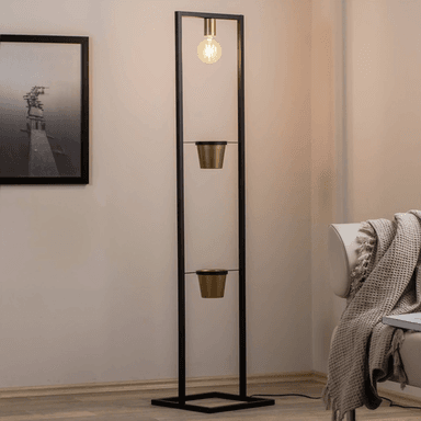 Luminex Flores gulvlampe, svart/gull