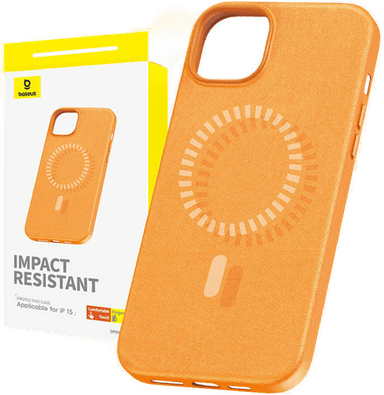 Baseus Magnetisk Deksel i PU-skinn til iPhone 15 Oransje