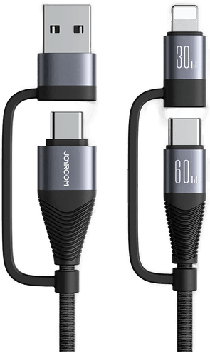 Joyroom 4-i-1 USB-A/USB-C til Lightning-kabel 60W PD