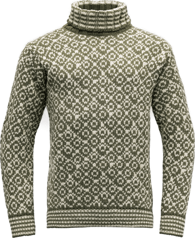Devold Svalbard Sweater High Neck Olive/Offwhite