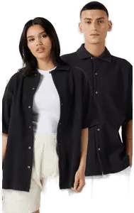 Yoke Waffle skjorte Blå Unisex S