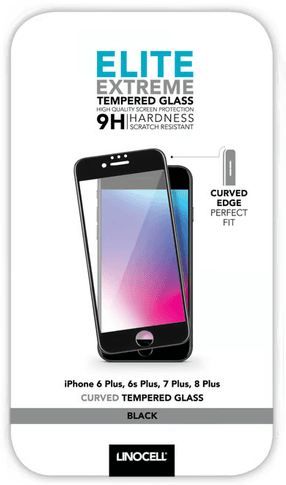 Linocell Elite Extreme Curved iPhone 6, 7, 8 Plus Svart