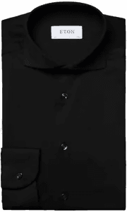 Eton Black Four-Way Stretch Shirt 38