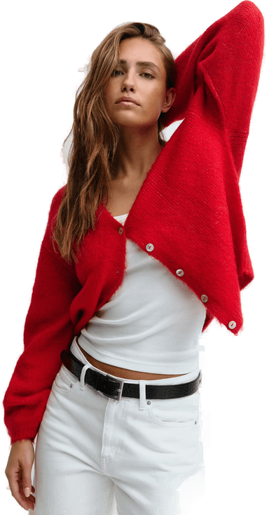 Gina Tricot V-neck knitted cardigan Rød