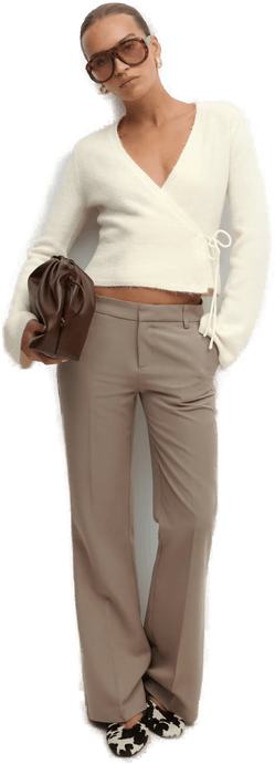 Gina Tricot Knitted wrap cardigan Hvit