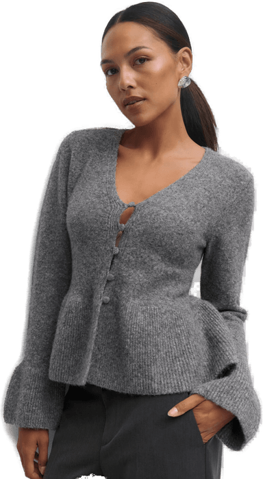Gina Tricot Knitted Peplum Cardigan Grå