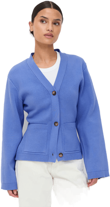Gina Tricot Knitted Cotton Cardigan Blå